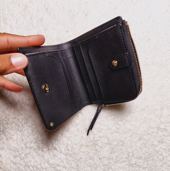 Kate Spade New York Saffiano Leather Small Zip Around Bifold Wallet, Black - Picture 6 of 9